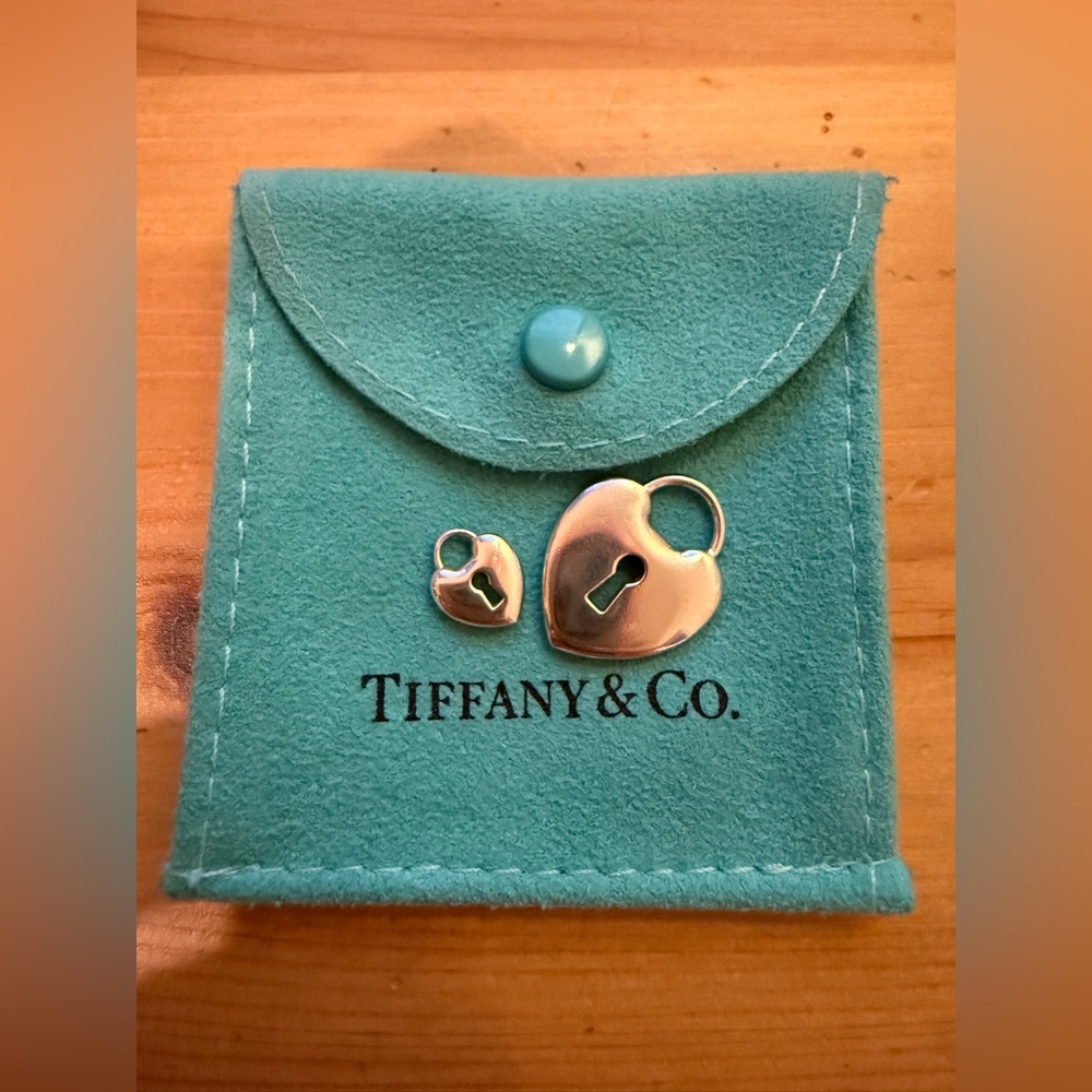 Large Tiffany padlock charm with keyhole in silver